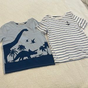 Bundle:2 boy shirts H&M.Dinosaur print was used one time/other New.Size 8-10yrs.
